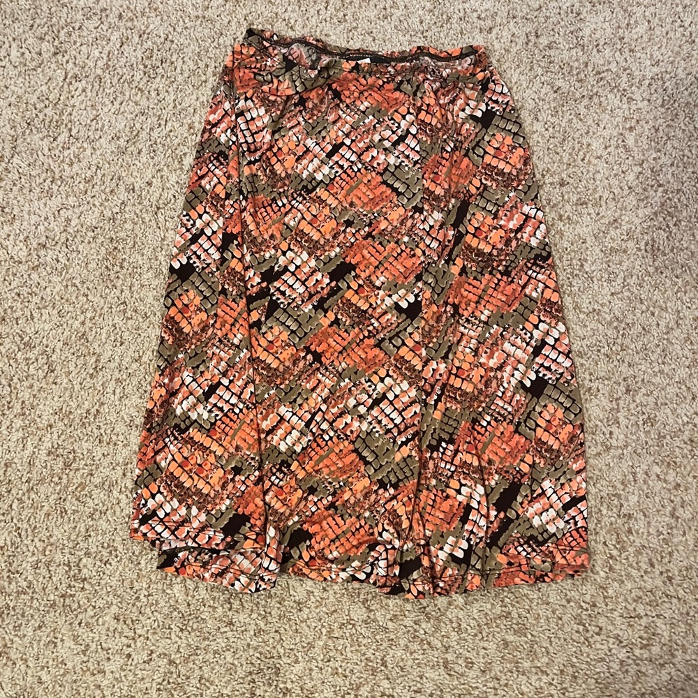 Connected Apparel Orange and Black Maxi Skirt